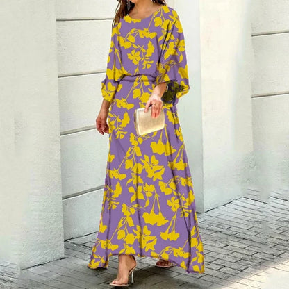 Swirl Slit Sleeve Maxi Dress Set