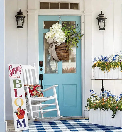 Cream Hydrangea Door Hanger Basket Wreath