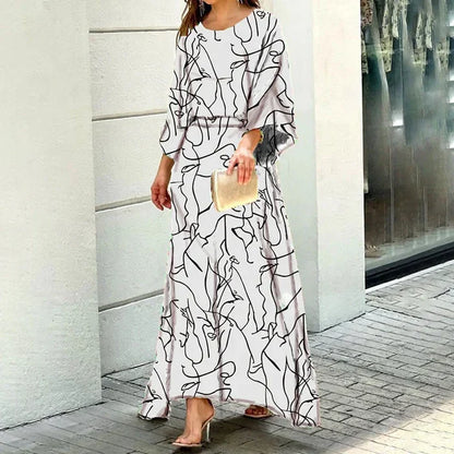 Swirl Slit Sleeve Maxi Dress Set