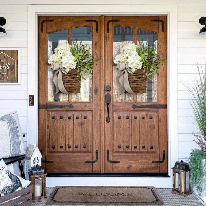 Cream Hydrangea Door Hanger Basket Wreath