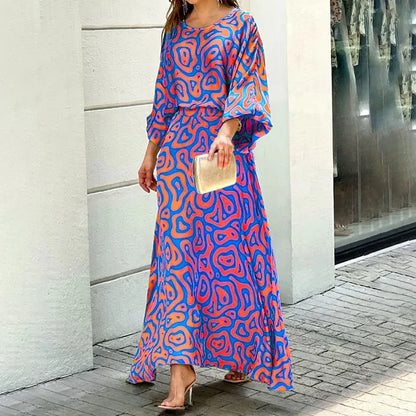 Swirl Slit Sleeve Maxi Dress Set