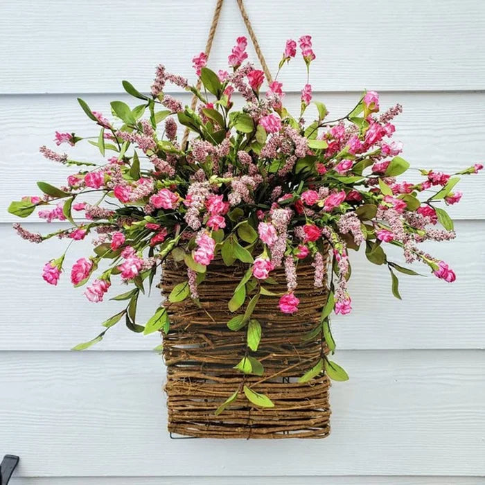 Cream Hydrangea Door Hanger Basket Wreath