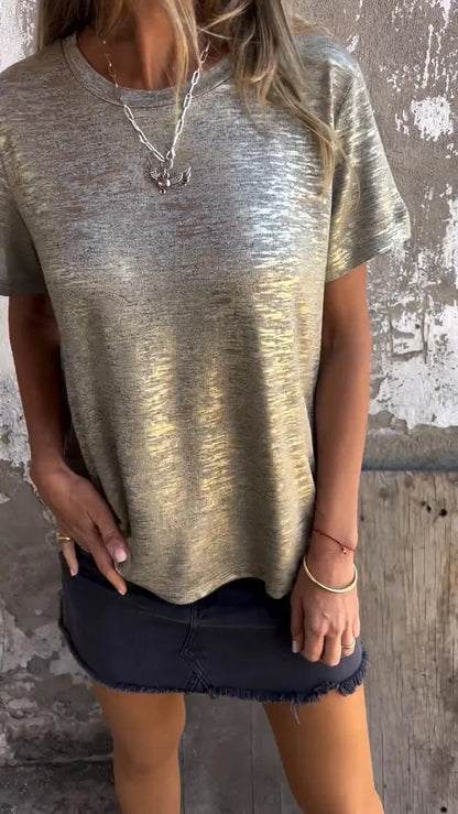 Gold Foil Short-sleeved T-shirt